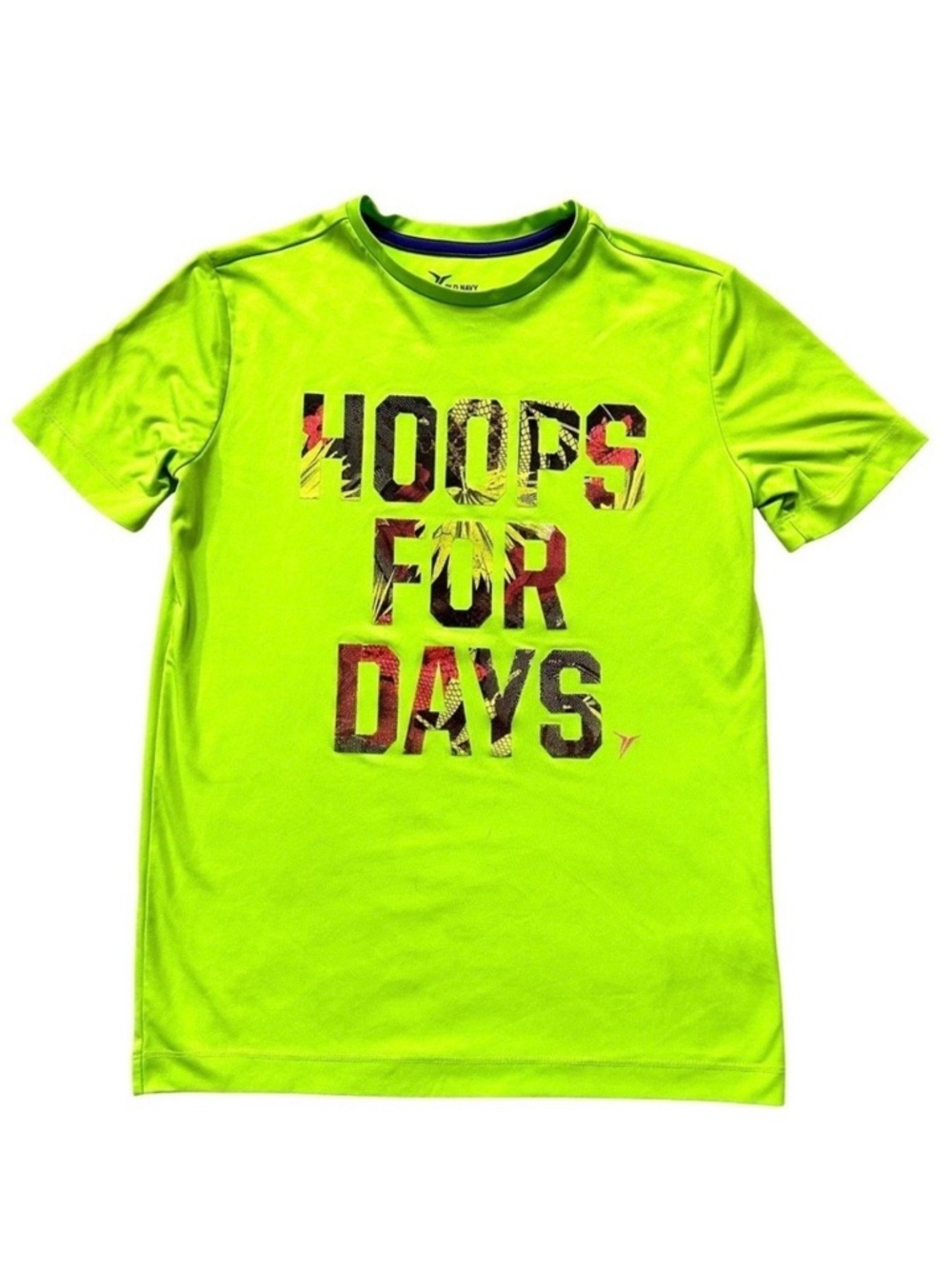 🔴 5 for $10 ONE Old Navy Active Lime Green Graphic Tee Size L 10-12